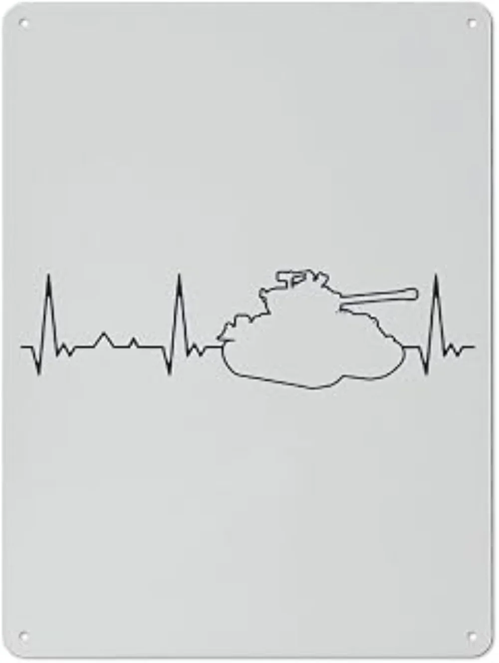 CIFBUY Letrero Metálico de Líneas de ECG de Tanque Militar, Placa de Hierro con Silueta de Vehículo de Guerra Minimalista, Decoración de Pared para Garaje o Cuarto de Hombre