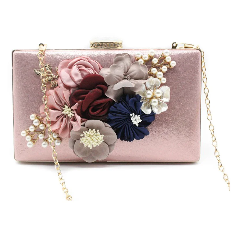 Womens Clutch Evening Bags Floral Appliques PU Leather Designer Bags Luxury Handbags Elegant Dress Women for Wedding Party