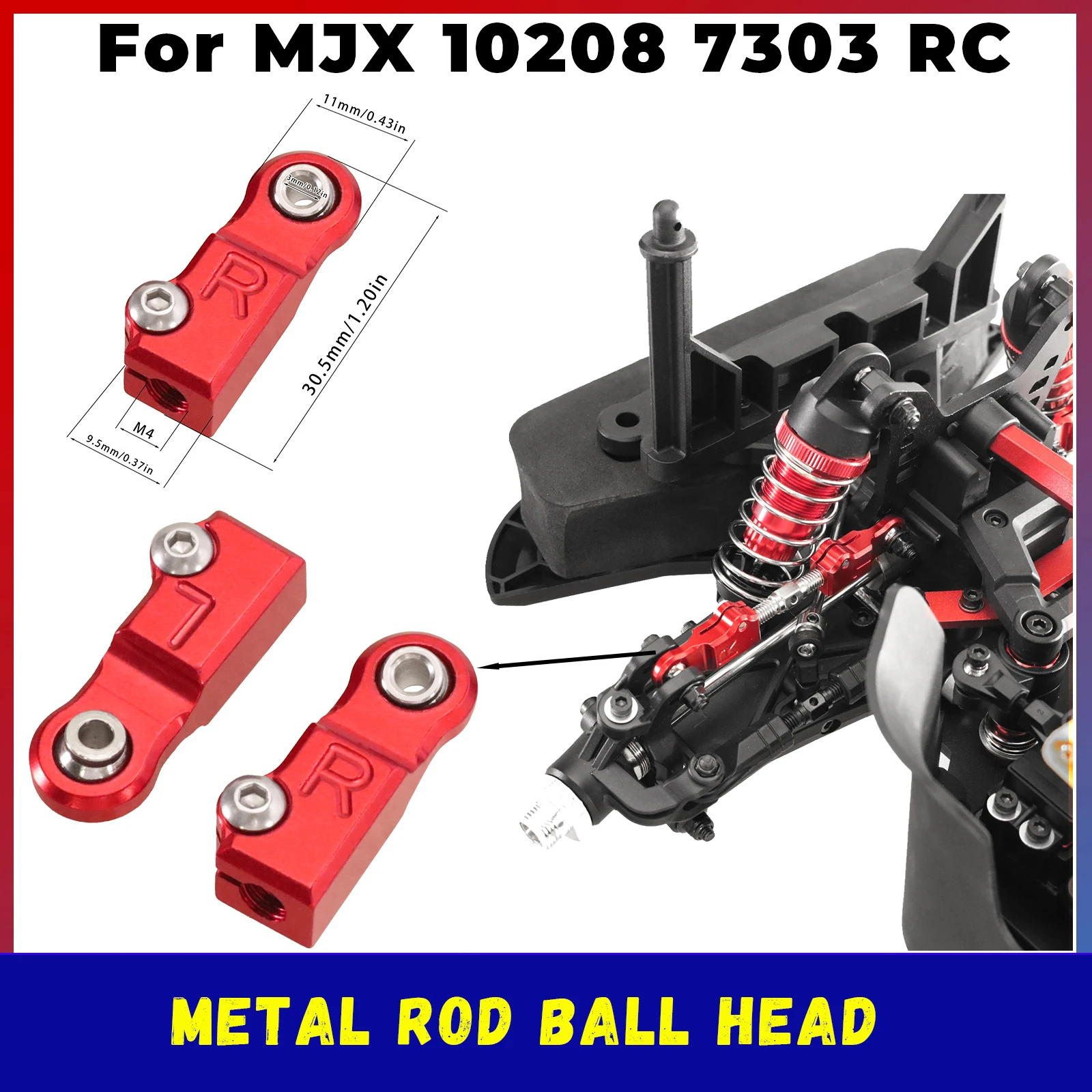 M3 hole metal pull rod ball head suitable for MJX HYPER GO 1/10 10208 V2 V3 1/7 7303 remote control car upgrade accessories