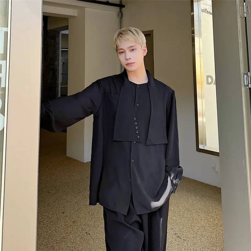 

Универсальное мужское длинное све, модное корейское платье, весна-лето, Новое поступление, верхняя одежда с галстуком в стиле ретро для молодежи