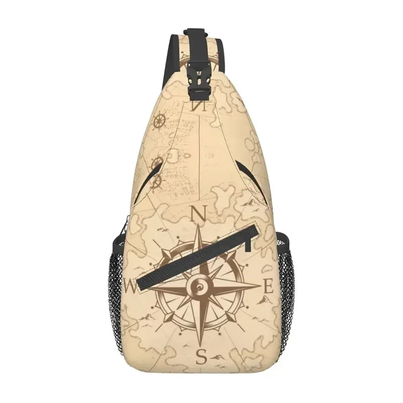 

Cool Vintage Pirate's Map Sling Bags for Travel Hiking Men's Nautical Compass Sailor Chest Crossbody Backpack Shoulder Daypack