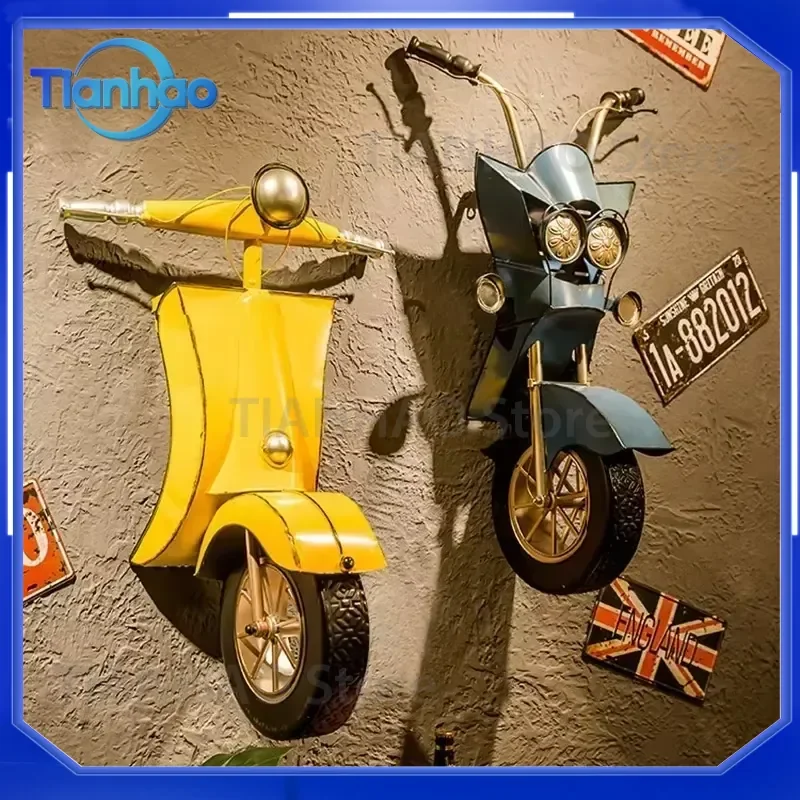 Industry Wind Metope Decoration for Retro Bar Shop Wall Hanging Motorcycle Pendant Creative Restaurant Ornament Wrought Iron