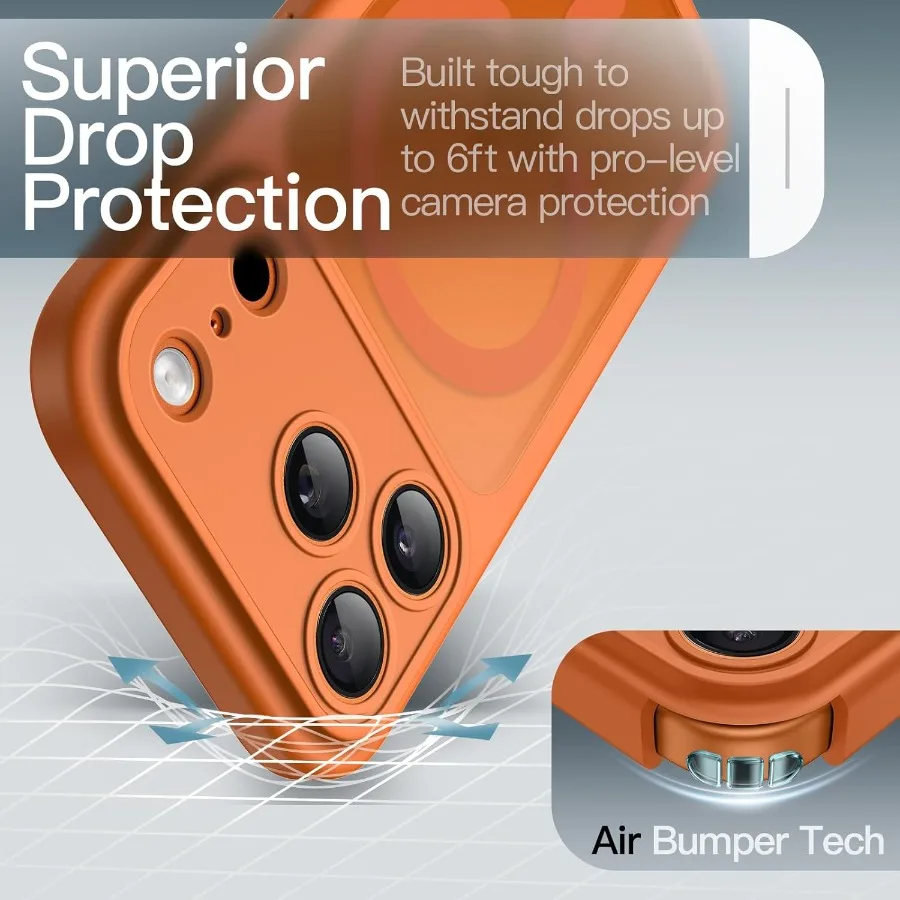 حافظة مغناطيسية لهاتف آيفون 17 برو مقاس 6.3 بوصة متوافقة مع عدسة كاميرا MagSafe حماية كاملة شفافة غير لامعة #4