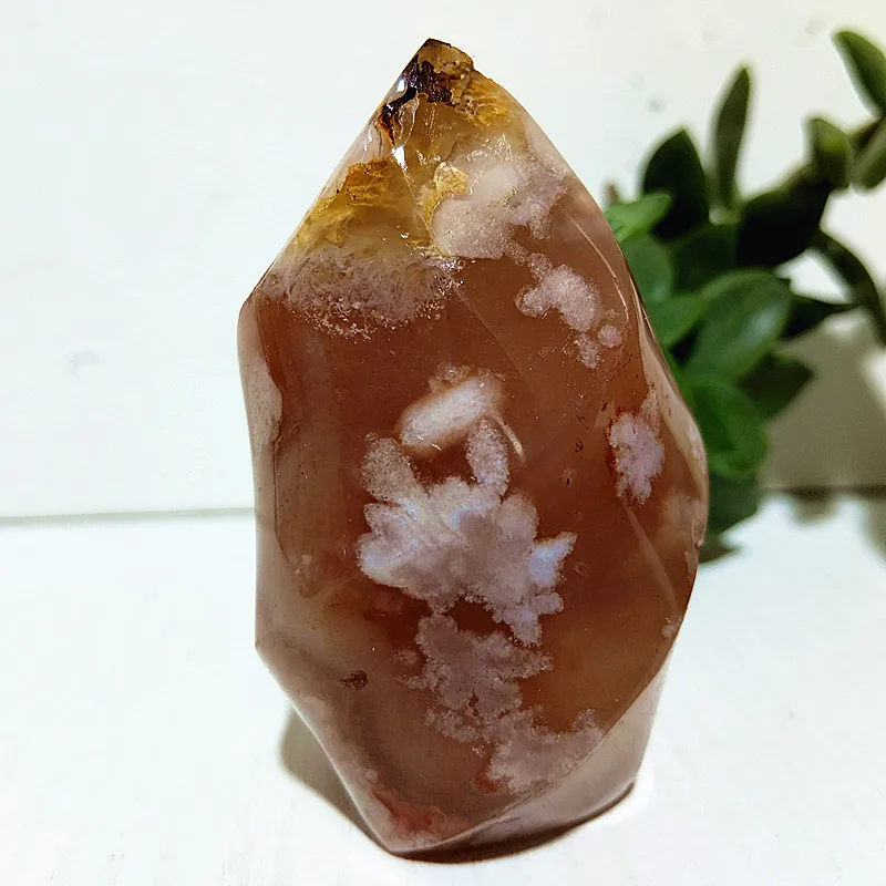 Natural Stone Sakura Agate Flame Wicca Chakra Reiki Healing Crystals Feng Shui Gemstone Ornaments  Home Room Decoration
