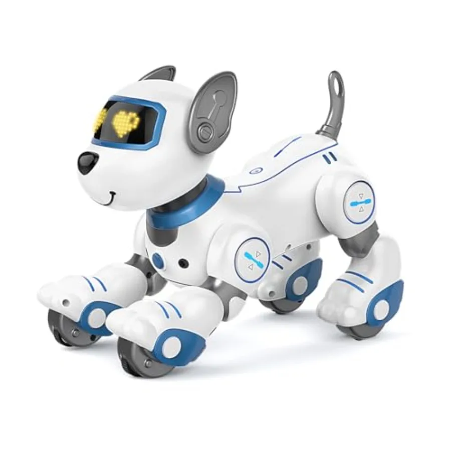 

Интерактивная игрушка-робот-собака для детей 3-12 лет: на радиоуправлении, с функцией сенсорного управления и следования, программируемыми трюками, танцами и ходьбой