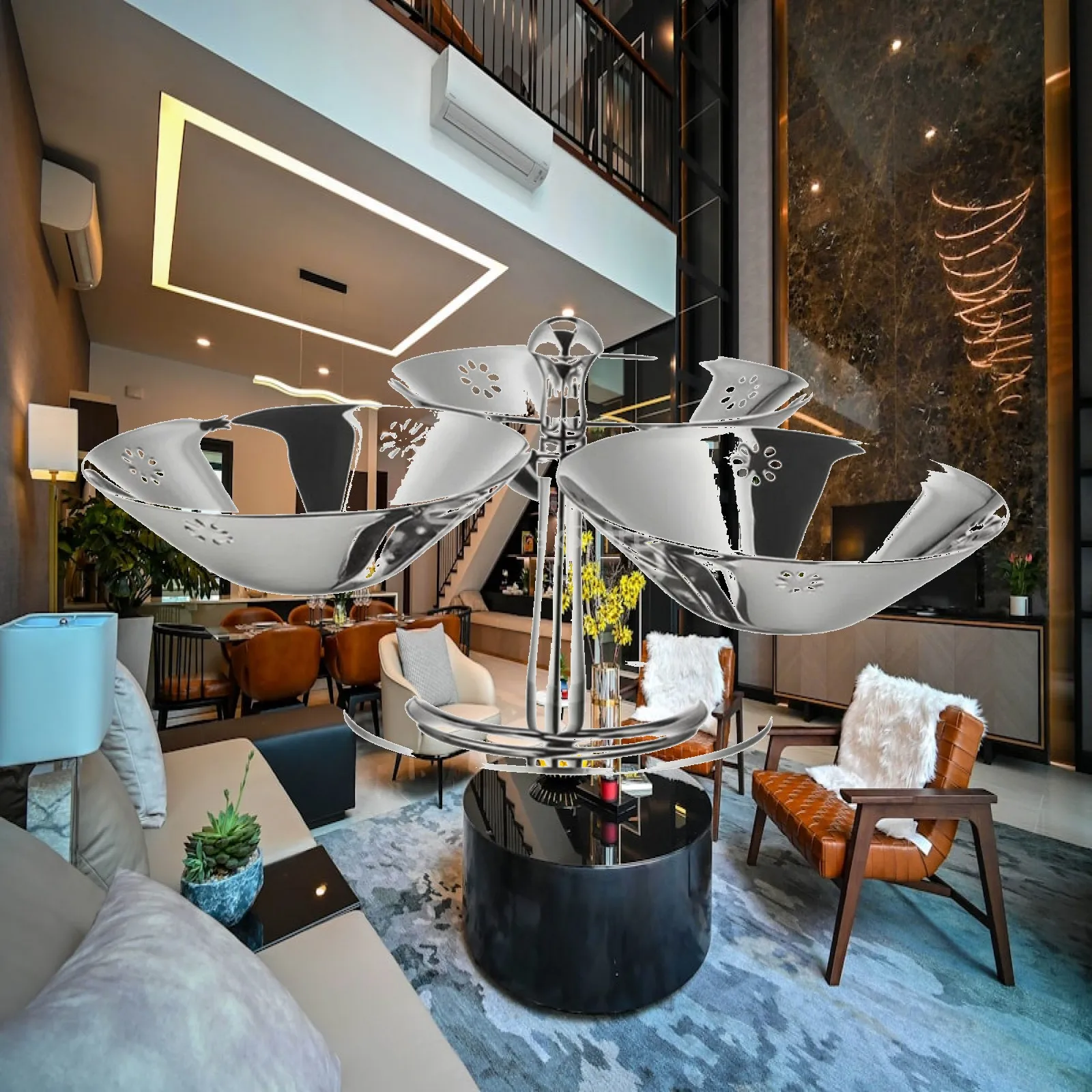 Spinning Dessert Bowl Stand Stainless Steel Rotating Cake Turntable for Party Table Sweets Fruit Serving Display