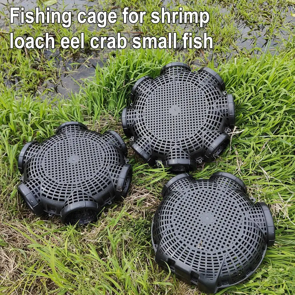 

Upgraded 3/6/8 Holes Yellow Eel Cage Outdoor Fishing Trap For Shrimp Loach Eel Crab Mini Fish Upside-down Fishing Basket Plastic