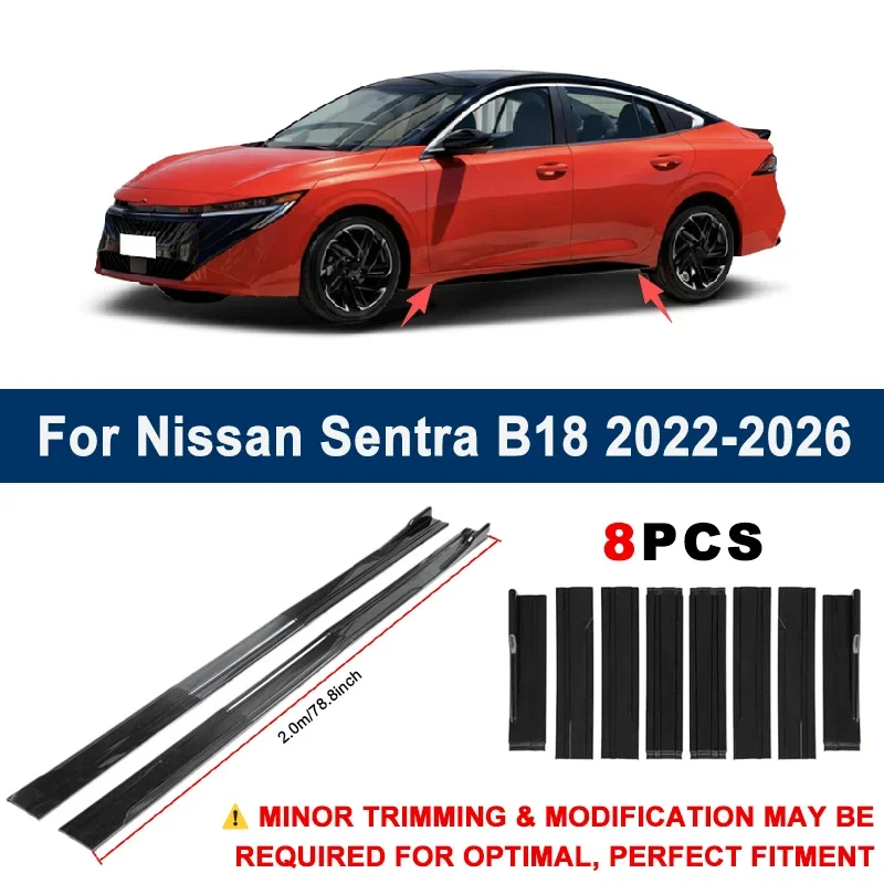 

Aerodynamic 2m Sectional Side Skirt Extension Lips Racing Side Spoiler For Nissan Sentra B18 2022-2026 2023 Sport Upgrade Kit