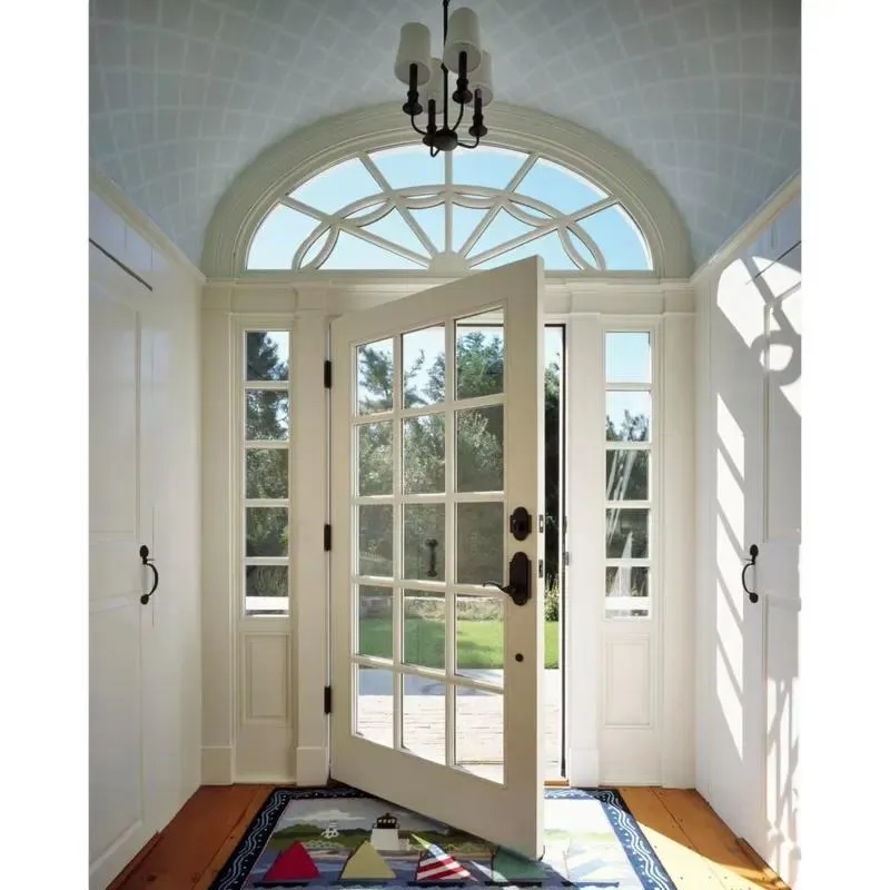 High Quality Finished Wooden Door With Recessed Glass Main Double Wooden Door For Home Interior Exterior Entryway Decoration