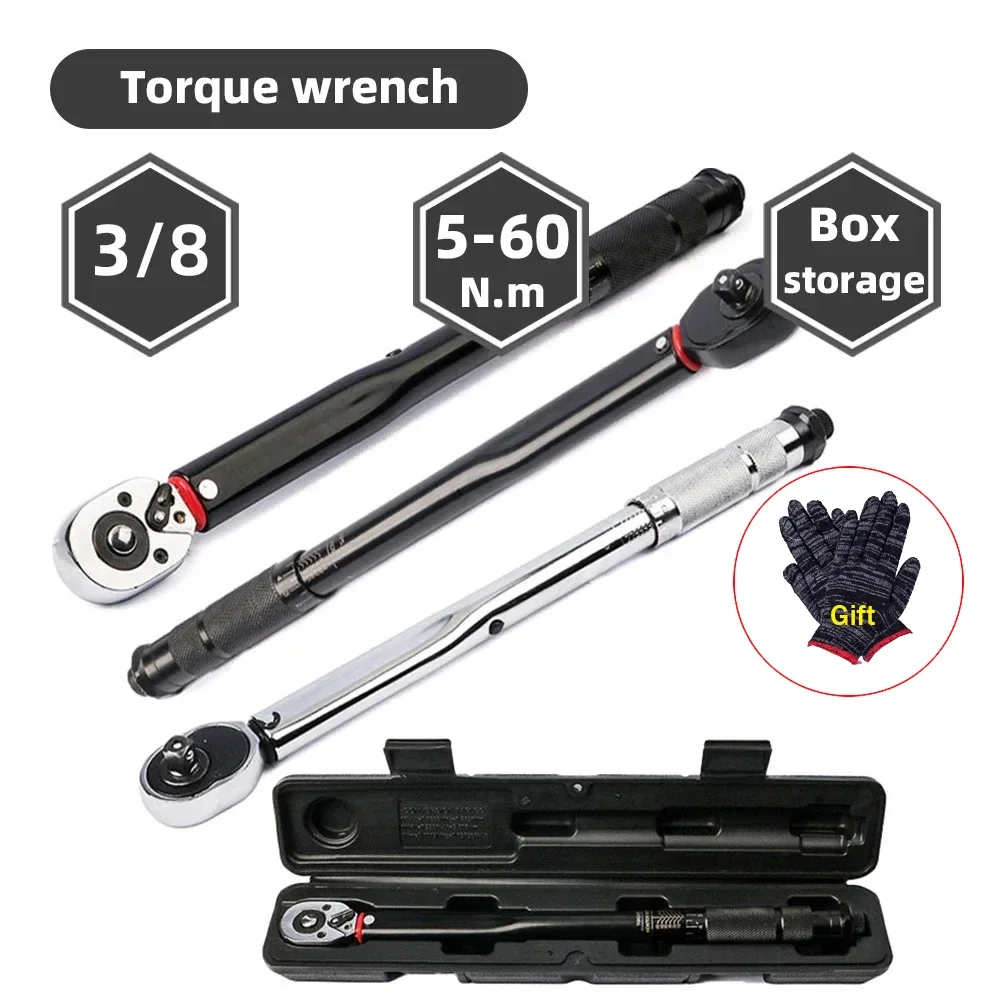 Bicycle Torque Wrench 3/8 Key 5-60Nm Ratchet Spanner For Automotive Repair Tool Adjustable Mechanical Workshop Tool Dynamometer