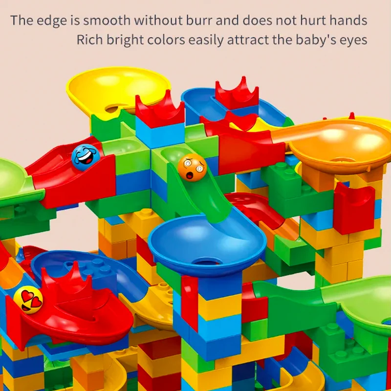 504PCS  DIY Assembly Bricks Marble Race Run Block Big Size Building Blocks Plastic Funnel Slide Educational Toys For Children