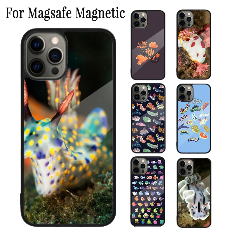 Nudibranch Sea Slug Magnetic Phone Case Coque For iPhone 16 15 14 Plus 13 12 Mini 11 Pro Max Magsafe Wireless Charging Cover