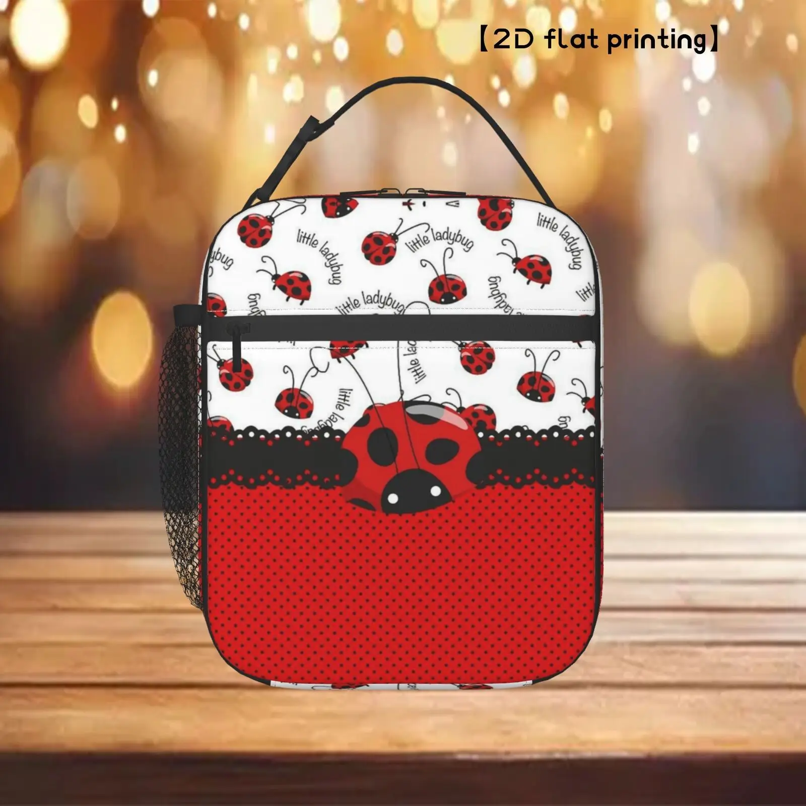 Ladybug Portable Reusable Cooler Bag, Holiday Gift, Birthday Gift, Lunch Bag for Travel, Outdoor Necessities