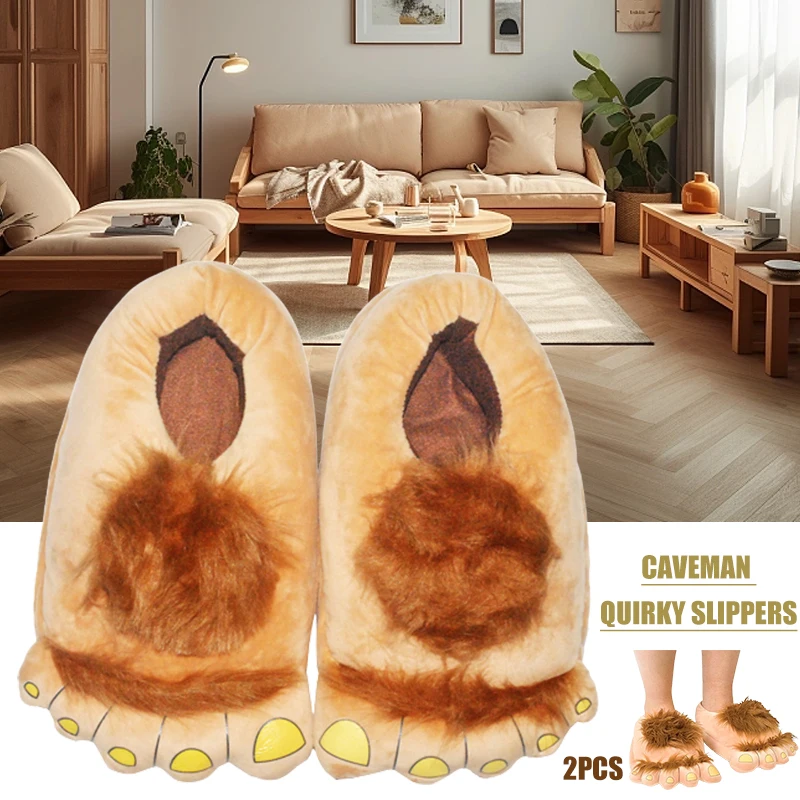 Fashion Furry Adventure Warm Slippers Big Hairy Unisex Savage Monster Plush Home Slippers Indoor Shoes HOME CUTE SLIPPER