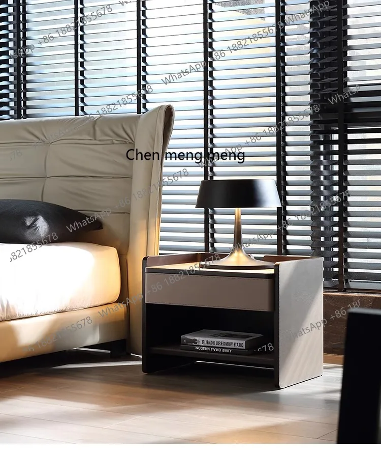 Minimalist Light Luxury Solid Wood Bedside Table Artistic European Style Simple Modern Bedroom