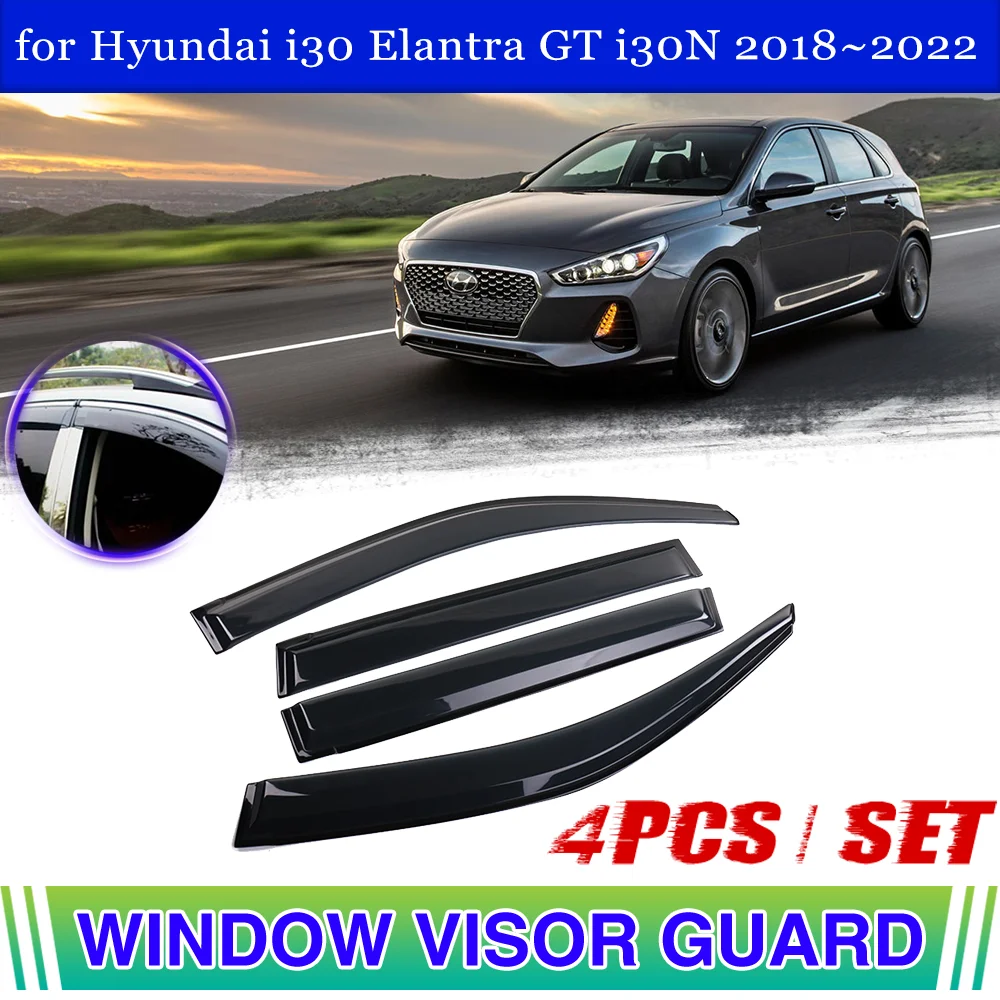 Window Door Visor for Hyundai i30 Elantra GT PD i30N 2018~2022 Vent Awning Rain Eyebrow Guard Cover Deflector Sticker Accessorie