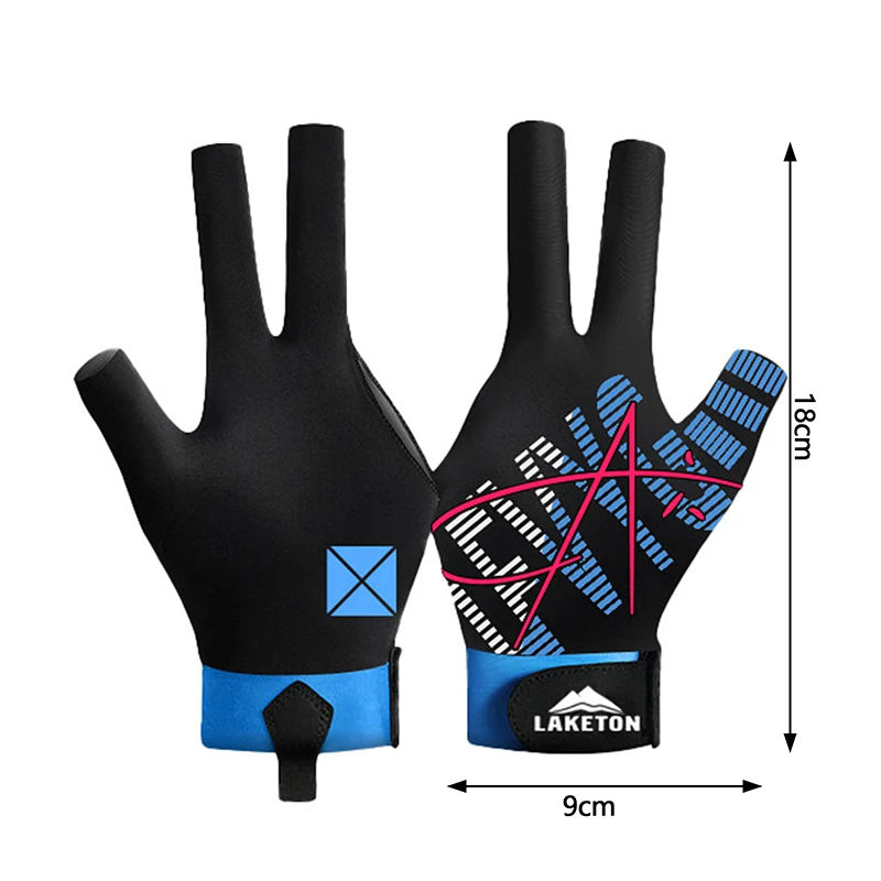 Guante de billar para mano izquierda, guantes de entrenamiento de billar de tres dedos, pegatinas antideslizantes, elasticidad, 1 unidad