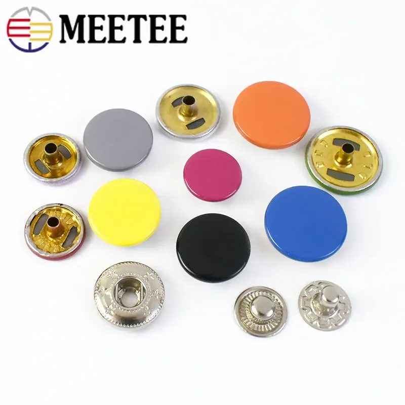 10/20Sets Meetee 12-17mm Colorful Snap Buttons Fasteners Press Studs for Sewing Leather Craft Clothes Bags Decor Accessories