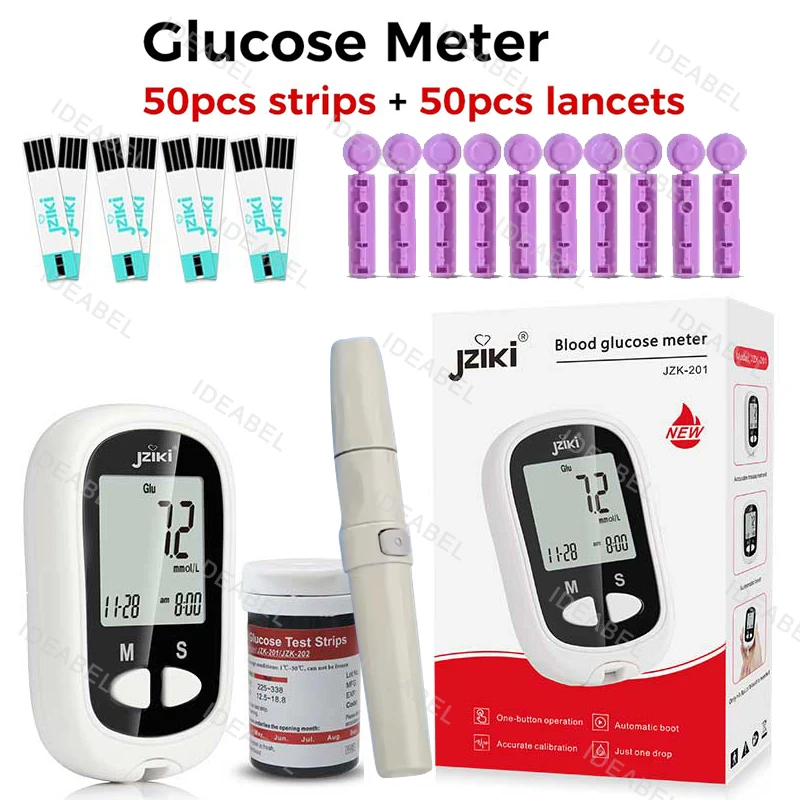 Kit de glucomètre pour testeur de glycémie, 50 bandes de Test du diabète avec lancettes, glycémie médicale, Mg/mmol, freestyle libre