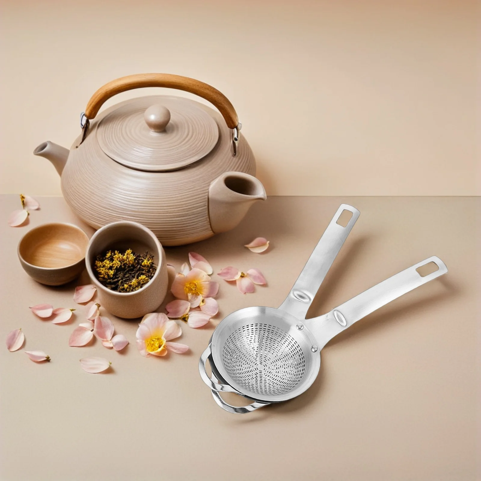

2Pcs Stainless Steel Mini Mesh Tea Strainer Fine Sieve for Matcha Herbal Tea Spices Kitchen Filter Stainless Steel Sifter Matcha