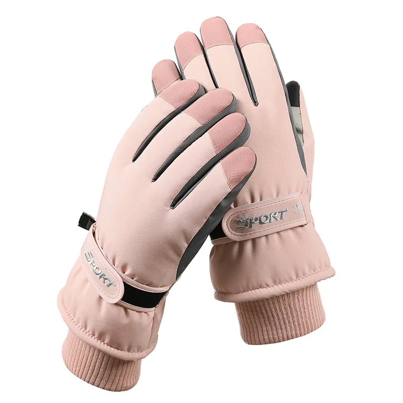 Guantes de esquí de invierno para hombres y mujeres, ciclismo al aire libre con pantalla táctil para calidez, guantes gruesos de felpa, impermeables y antideslizantes