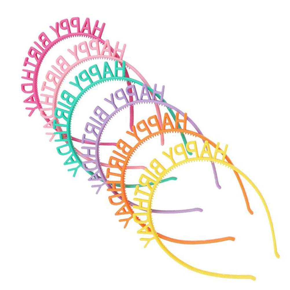 

12Pcs Birthday Party Hats Plastic Headband Colorful Kids Party Favors Holiday Headwear Happy Birthday Words Kids Celebration