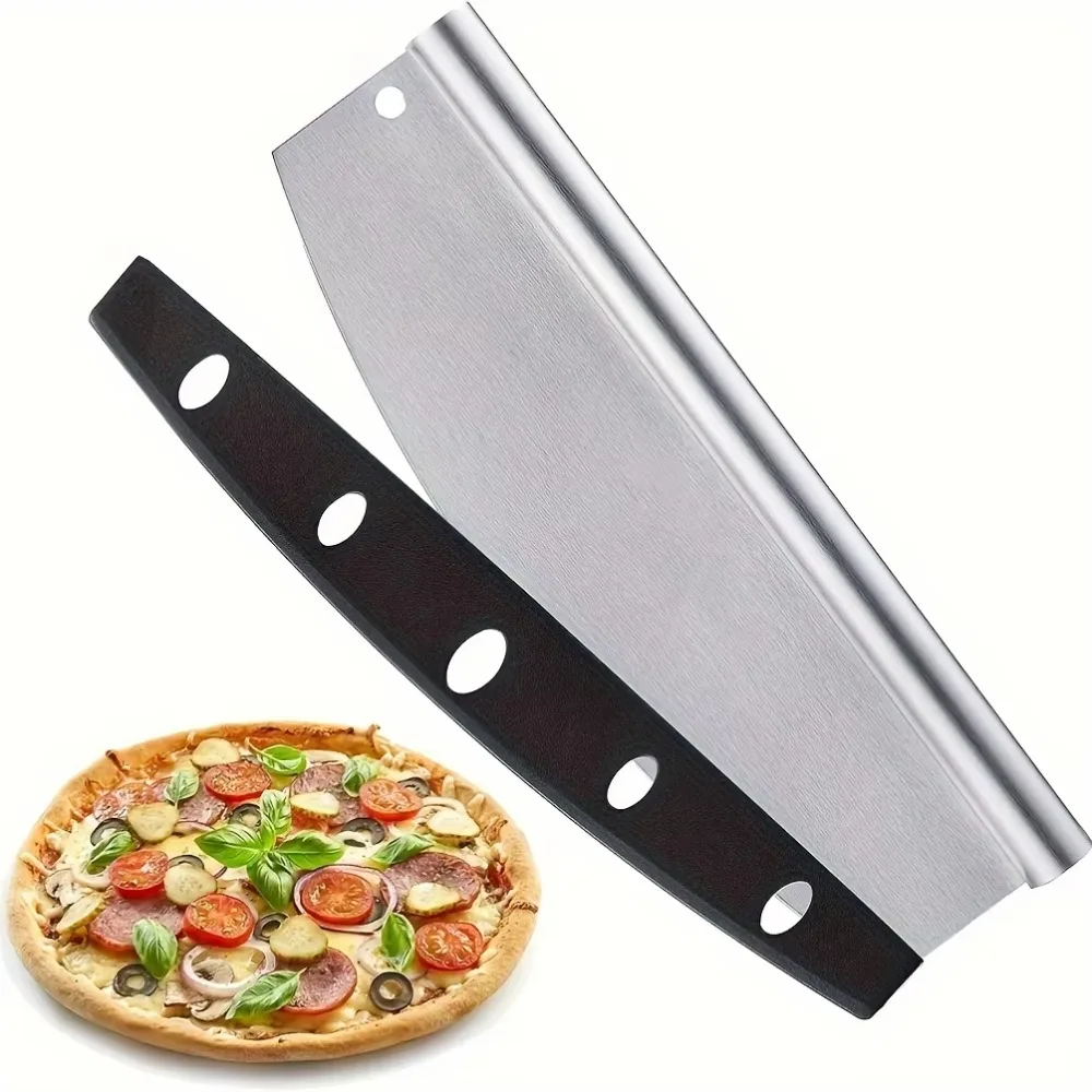 Kitchen Accessories 14 Inch Pizza Cutter with Cover Curved Pizza Slicer Rocker Blade Semi Circular Pie Cutter Pancake