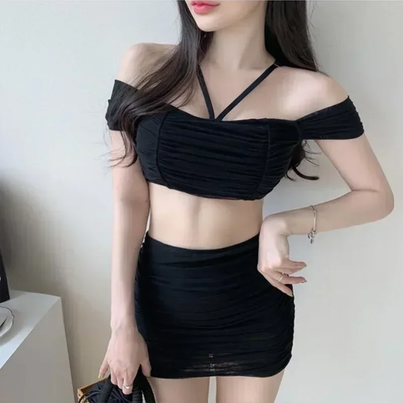 2024 New Split 3 PCS Swimsuit Women Bikini Solid Color Korean Skirt Style Slimming Hot Spring Seaside Holiday Damskie stroje kąpielowe