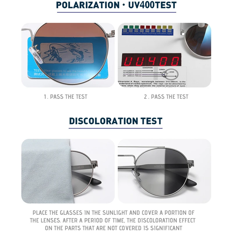 نظارات شمسية رياضية مستديرة لقصر النظر من KIZN للرجال والنساء مستقطبة فوتوكروميك للقيادة نظارات طبية UV400-050 إلى