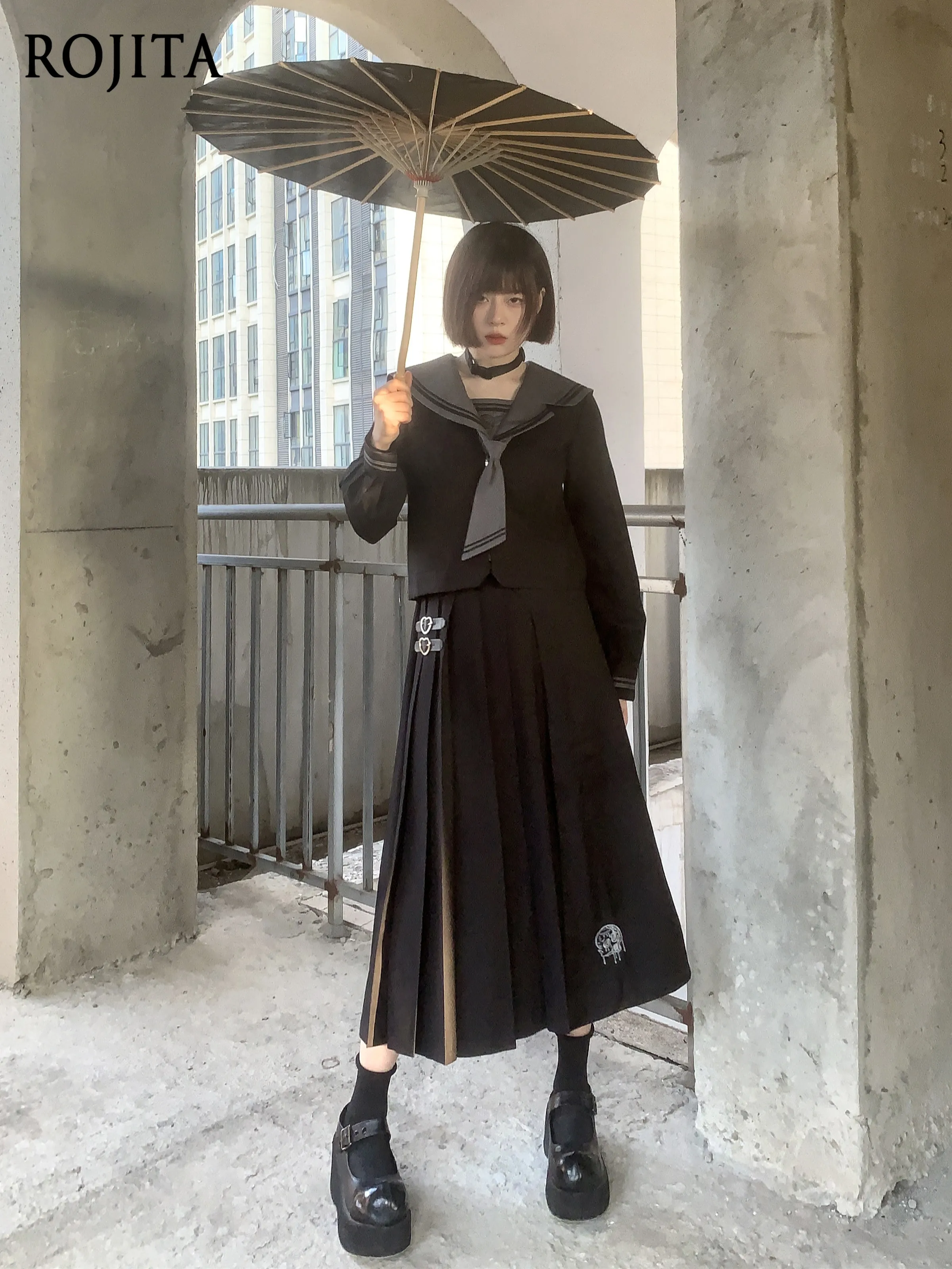 

JK Uniform Japanese Sailor Suit Long Sleeve Bad Long Skirt Sets Spring Autumn 2025 New Top and Pleated Skirt Two-piece Set