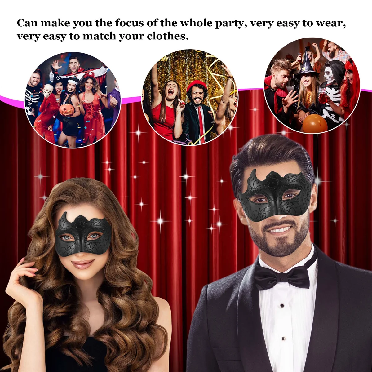 ABQR 1 حزمة الأولاد أقنعة تنكرية كرنفال حفلة الغمامة جديد كرنفال يتوهم ازياء مثير زينة الحفلات الأسود