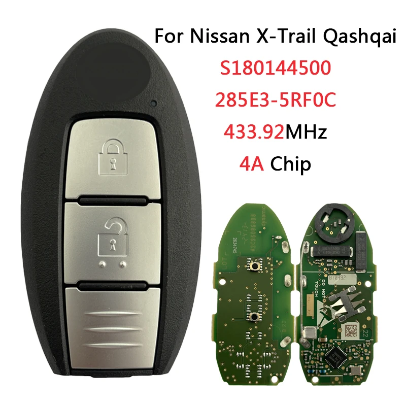 

TXK027121 оригинальный 285E3-5RF0C для Nissan X-Trail Qashqai Smart Remote Key 2 Button 433,92 MHz 4A Chip S180144500 FCC ID KR5TXN1