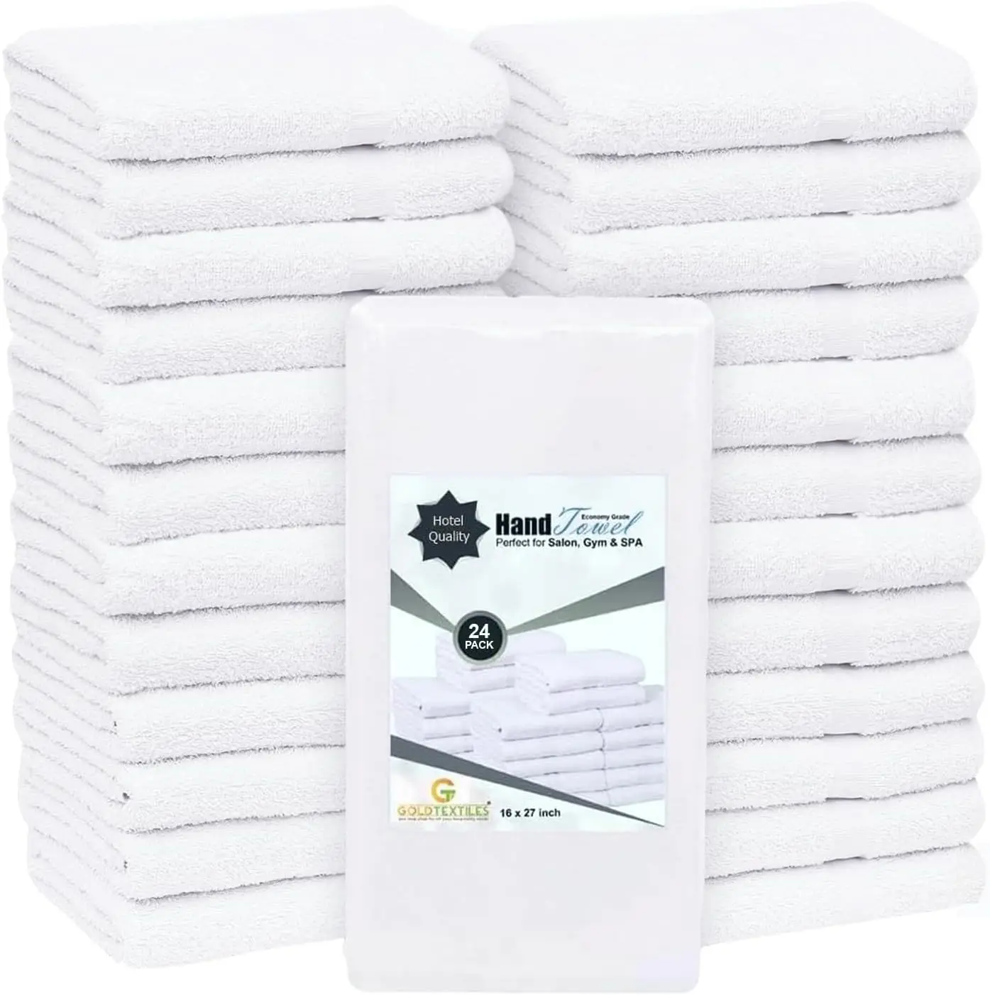 

24 белых полотенца из смесового хлопка, супервпитывающие, для салонов, спортзалов, отелей, кухонь и домашнего использования