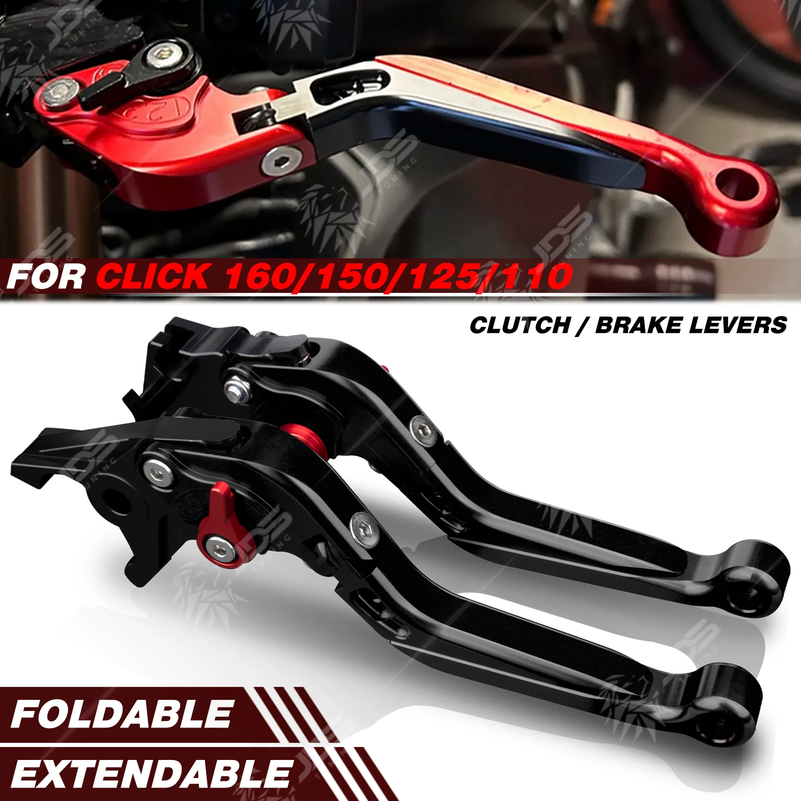 

JDSTUNING For Honda CLICK 160/150/125/110 Folding Clutch and Brake Lever Set Adjustable Levers Motorcycle Accessories Parts