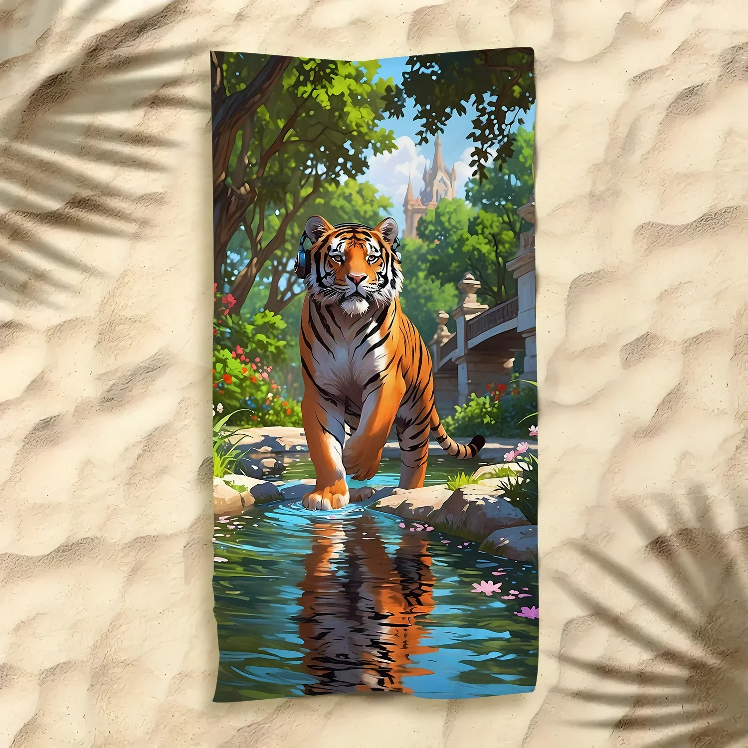 Hot Selling Tiger Beach Towel Microfiber Digital Print Bath Towel Bold Tiger Design Sun Protection Shawl Extra Large Towel for C