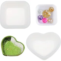 Heart Shape Small Storage Box Resin Mold,Square Shape Jewelry Mini Bowl Silicone Mold, Cute Decorative Dish Containers Epoxy Cas