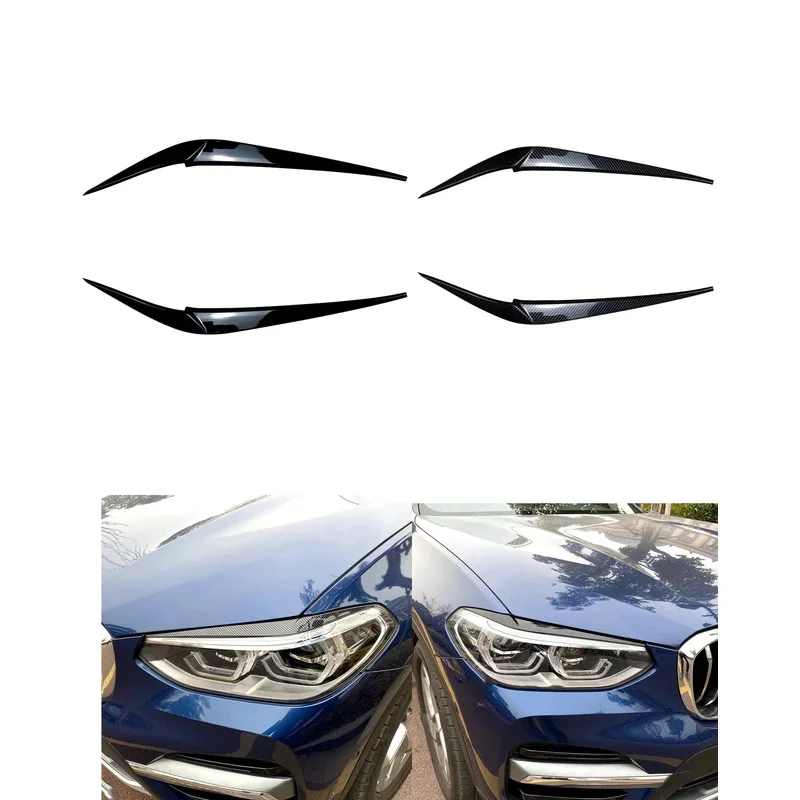 2pcs for BMW X4 X3 G01 G02 2018 2019 2020 2021 Headlight Eyebrows Car Headlight Eyelids Lids ABS Plastic Accessories Gloss Black
