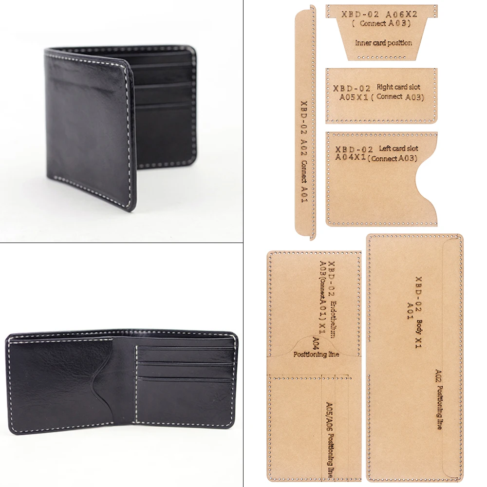 1Set DIY faltbare kurze Geldbörsen und Kartentaschen zur Herstellung von Vorlagen, Kraftpapierform, DIY Leder handgefertigte Bastelpapier-Design-Schablone
