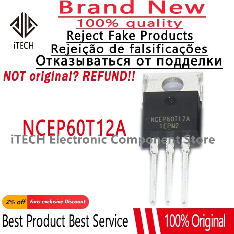 10pcs/lot Original NCEP60T12A NCEP60T12 TO-220 N/120A/60V/3.5mR 100% New and Genuine