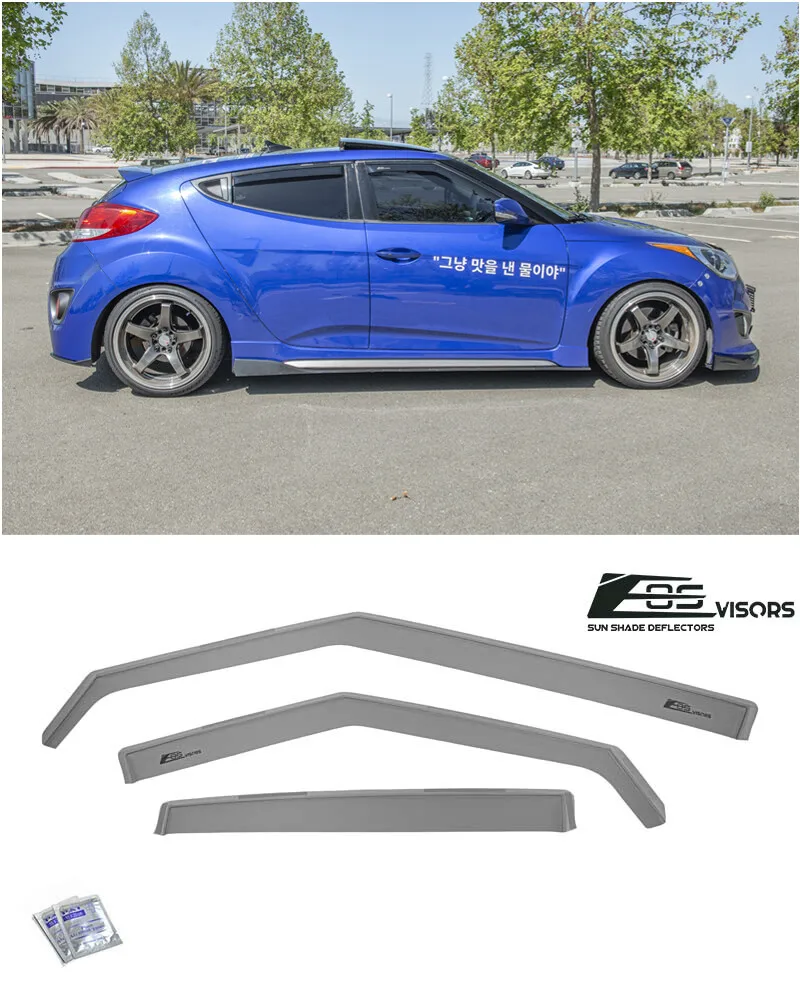 

For 12-17 Hyundai Veloster | EOS Visors Smoke Tinted Side Vent Window Rain Guard