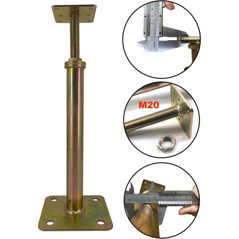 6 عبوات من مقابس الأرضية القابلة للتعديل، ارتفاع 11-16 بوصة، سعة 6 طن، فولاذ مجلفن لدعم البناء #5