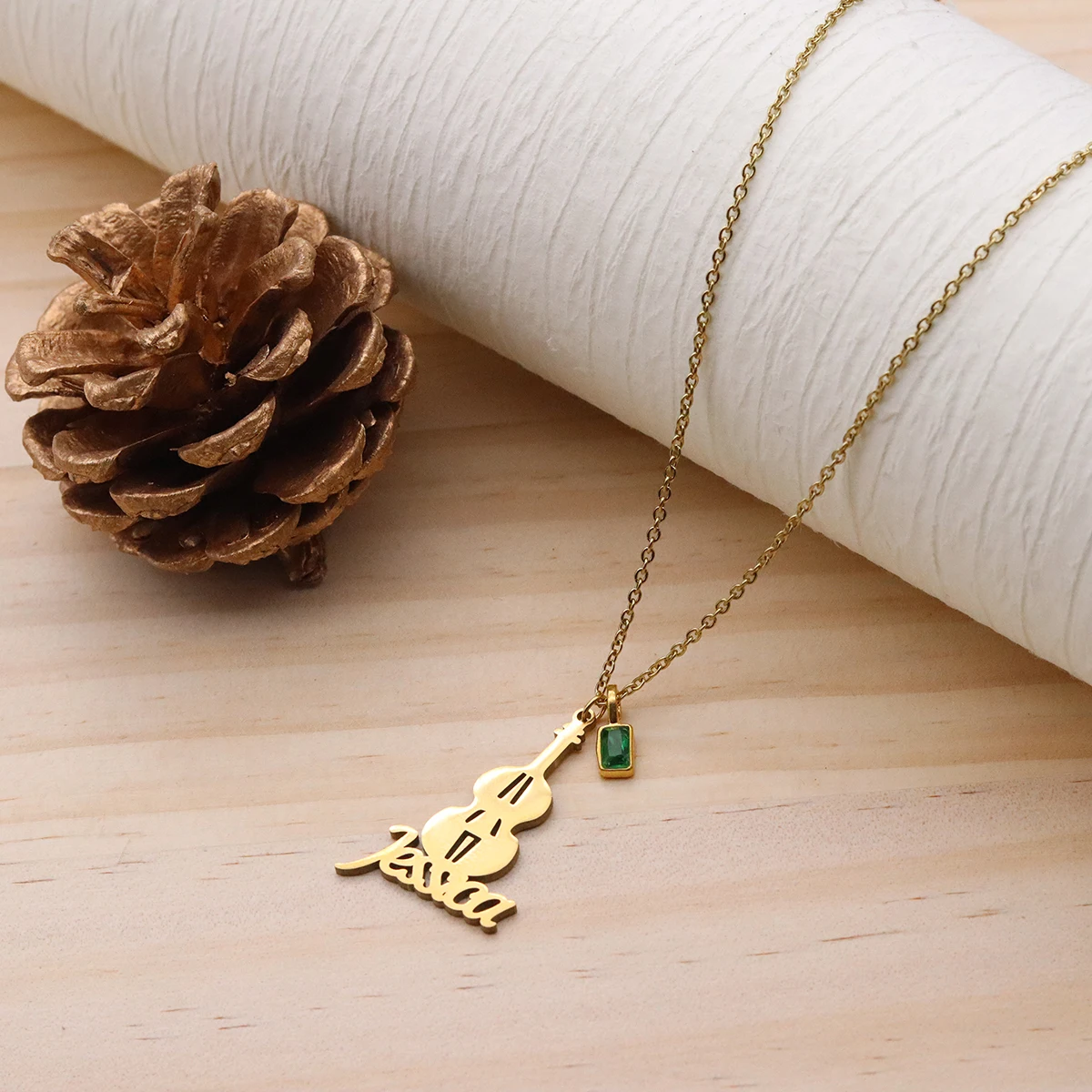Chandler Custom Name Musician Guitar Violin Pendant Necklaces for Women Stainless Steel Trendy Music Note Treble Clef Jewelry
