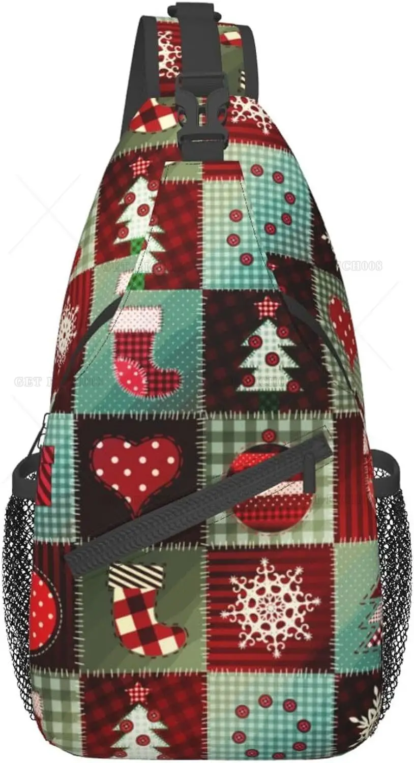 

Sock Vintage Patch Design Polka Dots Cute Christmas Snowflake Crossbody Sling Backpack Sling Bag Travel Hiking Chest Bag Daypack