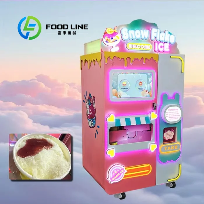 Snow Cone Vending Machine Perfect For Fairs And Carnivals Selling Whimsical Icy Creations With Glitter Topping Option For Extra