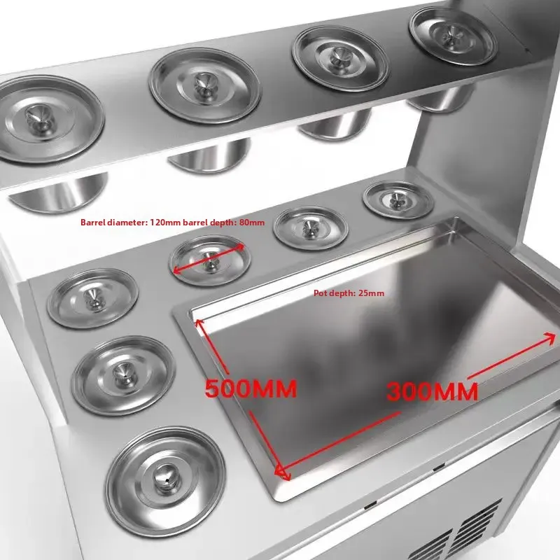 Commercial automatic ice frying machine, special machine for thick cutting and frying yogurt in single and double pots