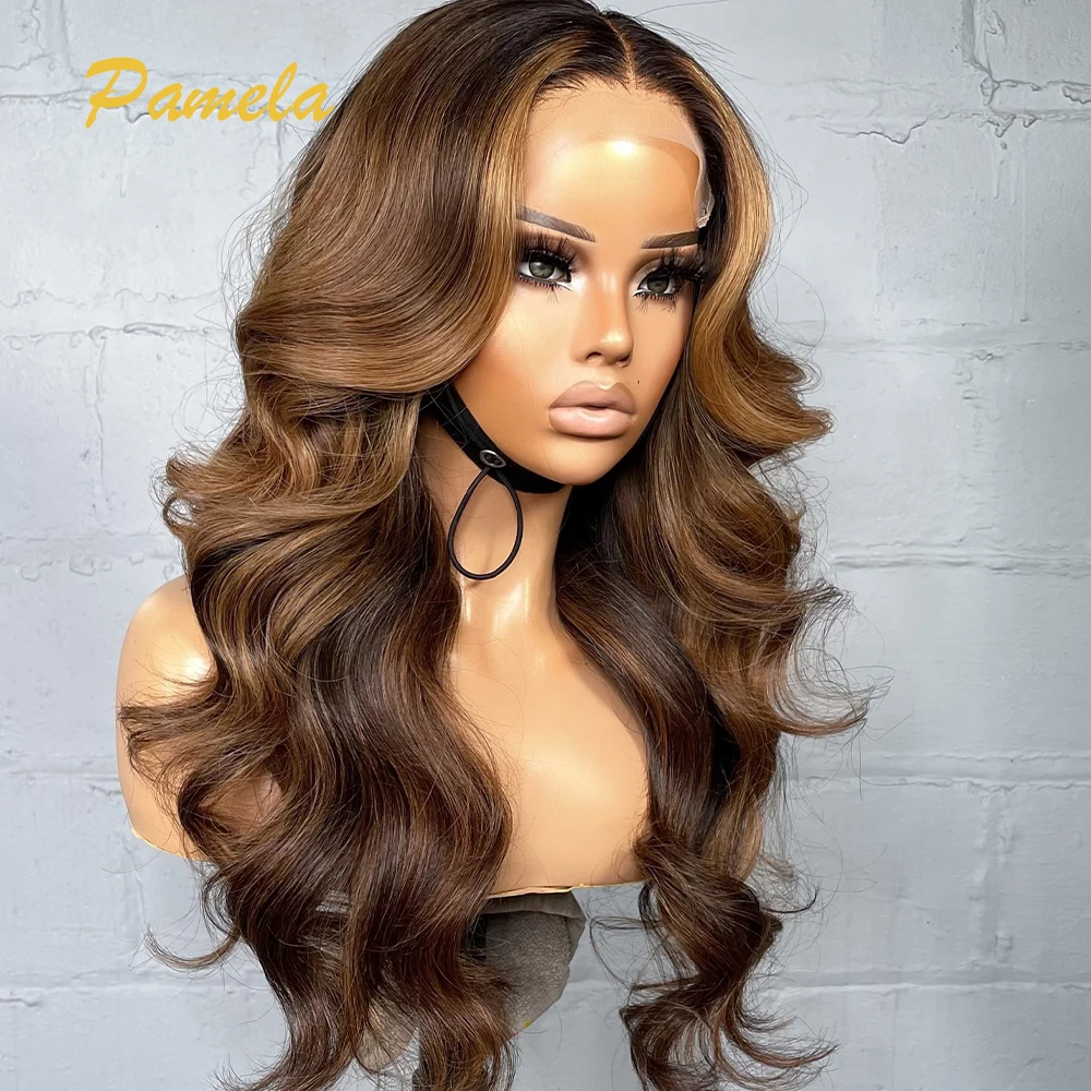 250% Density Body Wave Ombre 4/27 Blonde Colored 13x6 HD Transparent Lace Front Wig For Women Glueless Human Hair Ready To Wear