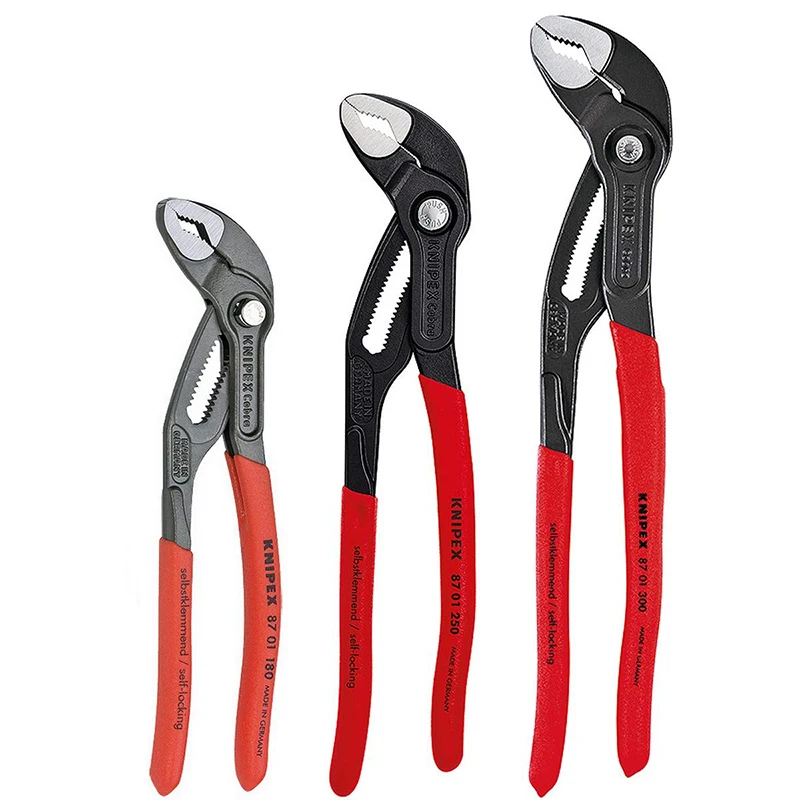 KNIPEX 00 20 09 V02 Cobra Pliers Set (3 Piece) High-Tech Water Pump Plier 8701180 8701250 8701300