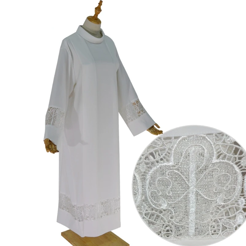 Catholic Church Priest Seminarian Costume Linen Surplice ALB Cassock Lace Liturgical Alb Cottas Vestment Clerical Clothing