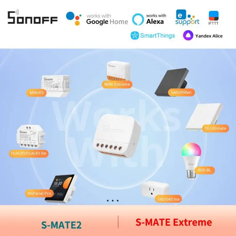 SONOFF MINIR4 Extreme Switch S-MATE2 Switch Mate Work With SONOFF MINIR3 M5 L3 Light Strip S31 B02 Light Bulb Diy Smart Home