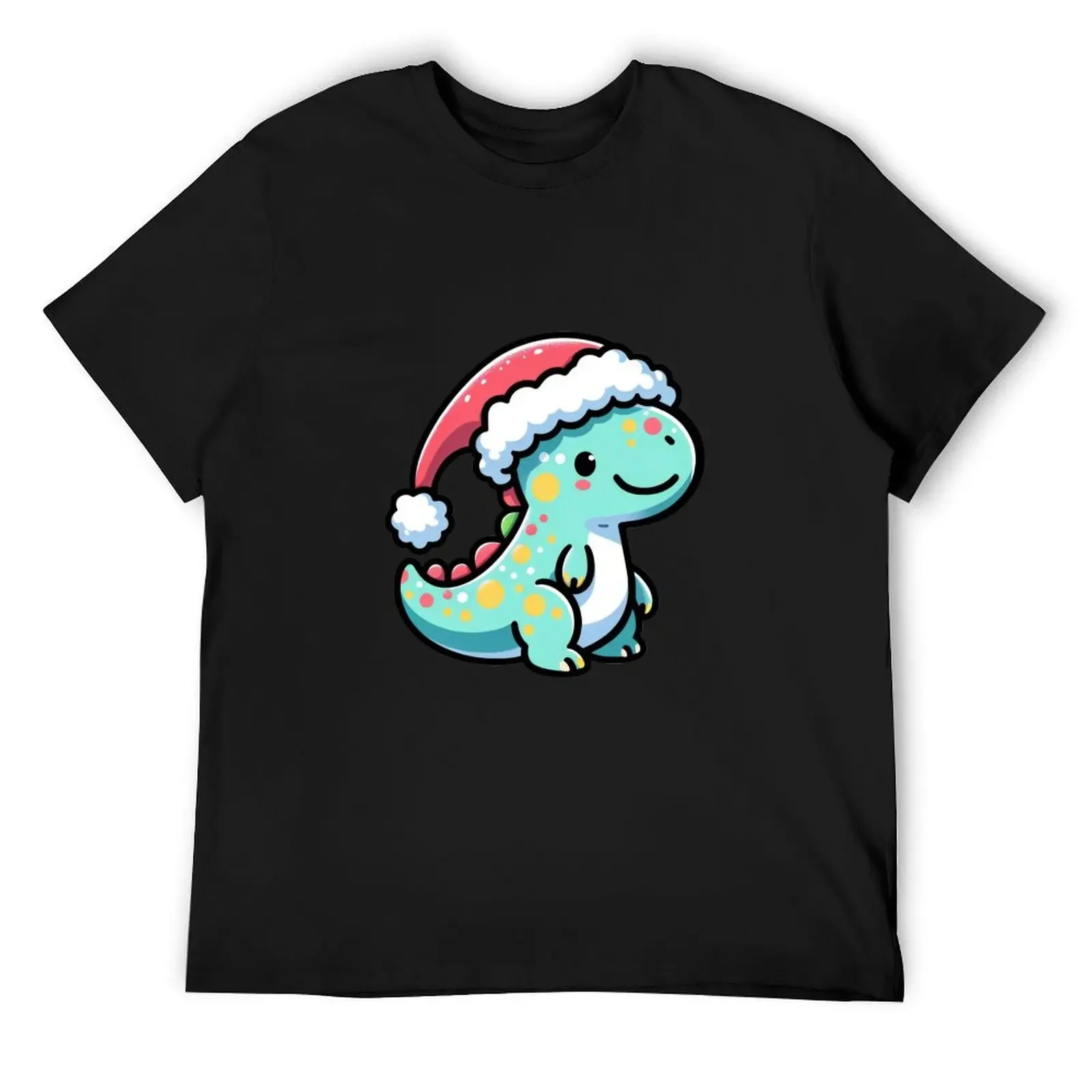 

Stegaysaurus Holiday Cheer: Santa Hat Dino Sticker T-Shirt luxury clothing labubu vintage customs men graphic t shirts